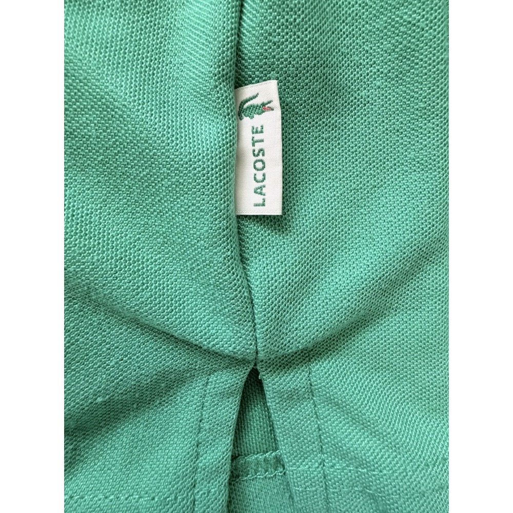 Lacoste Short Sleeve Polo Shirt Solid Green Embroidered Gator Logo Large JBHS - Picture 8 of 11